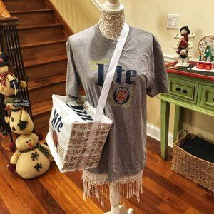 Miller Lite Beer Cooler Bag & Women's Tee Shirt (Extra Large)